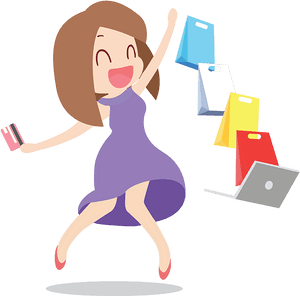Happy Shopper Cartoon Joy PNG image with transparent background