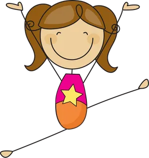 Happy Stick Figure Girlwith Star Balloon PNG Image