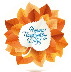 Happy Thanksgiving Day Autumn Leaves PNG Image