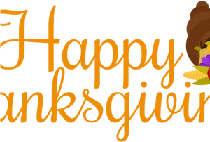 Happy Thanksgiving Orange Text Graphic PNG Image