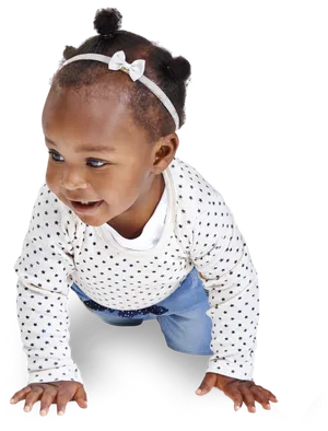 Happy Toddler Crawling White Background PNG Image