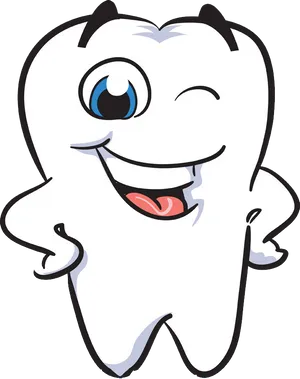 Happy Tooth Character Cartoon PNG Image