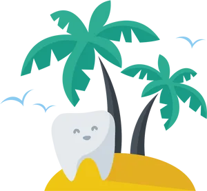 Happy Tooth Tropical Island PNG Image