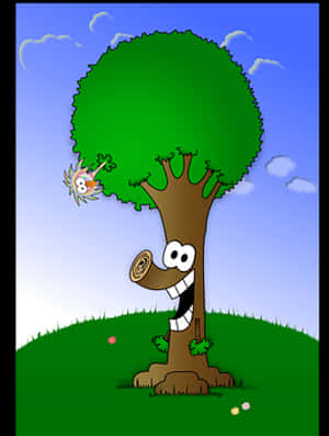 Happy Tree Cartoon Character PNG image with transparent background