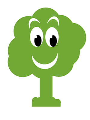Happy Tree Cartoon Graphic PNG with transparent background