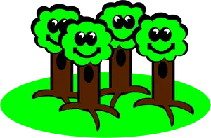 Happy Trees Cartoon PNG Image