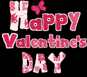 Happy Valentines Day Text Butterfly PNG image with transparent background