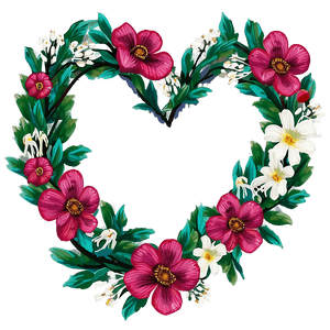 Happy Valentines Floral Heart Wreath PNG 06262024 PNG with transparent background