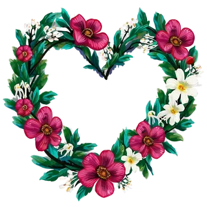 Happy Valentines Floral Heart Wreath Png 06262024 PNG Image