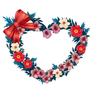 Happy Valentines Floral Heart Wreath Png Awa38 PNG Image