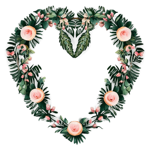 Happy Valentines Floral Heart Wreath PNG khk33 PNG with transparent background