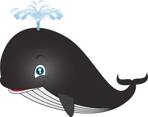 Happy Whale Cartoon Clipart PNG Image