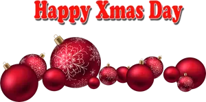 Happy Xmas Day Red Ornaments PNG Image