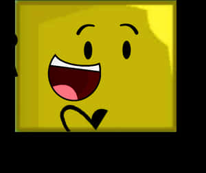 Happy Yellow Square Cartoon Character PNG with transparent background