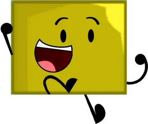 Happy Yellow Square Cartoon Character PNG Image