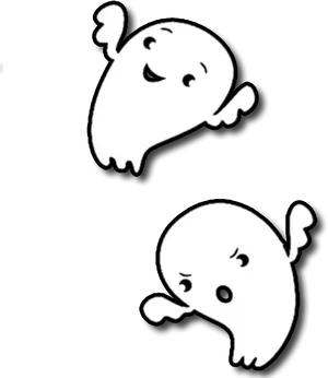 Happyand Sad Cartoon Ghosts PNG Image