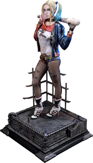 Harley Quinn Statue Blowing Bubblegum PNG Image