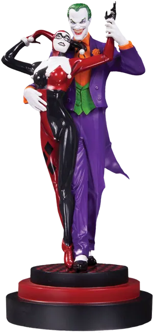 Harley Quinnand Joker Statue PNG Image