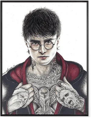 Harry Potter Tattooed Portrait PNG Image