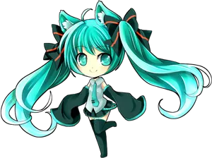 Hatsune Miku Chibi Character PNG Image