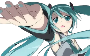 Hatsune Miku Reaching Out PNG Image