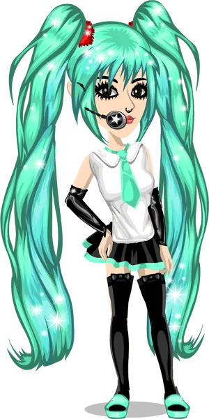 Hatsune Miku Sparkling Illustration PNG Image