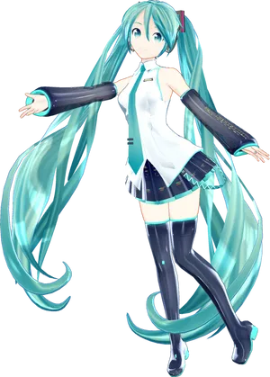 Hatsune Miku Virtual Diva Pose PNG Image