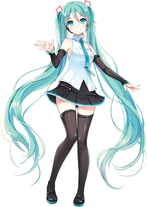 Hatsune Miku Virtual Diva Pose PNG Image