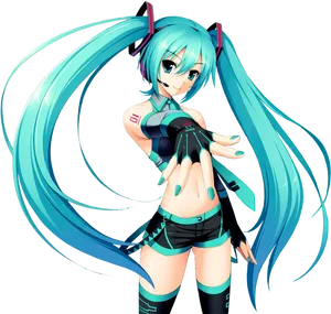 Hatsune Miku Virtual Diva Pose PNG Image