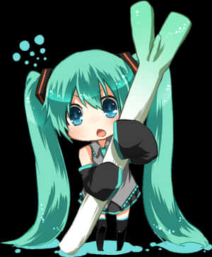 Hatsune Miku With Leek, HD Png Download PNG image with transparent background