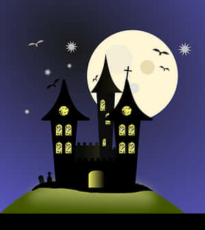 Haunted Castle Moonlit Night PNG image with transparent background