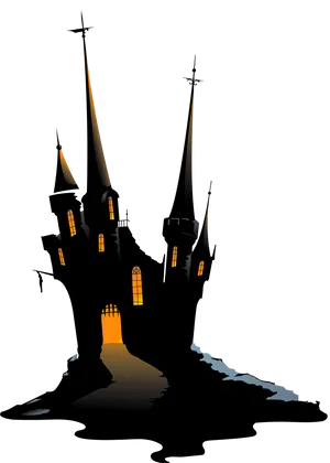 Haunted Castle Silhouette PNG Image