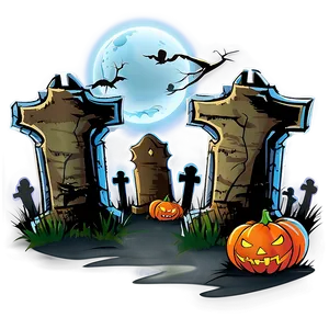 Haunted Graveyard Halloween Cartoon Png Hwp PNG Image