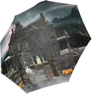 Haunted_ House_ Under_ Full_ Moon PNG Image