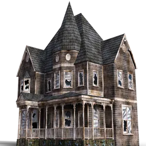 Haunted Victorian House Isolatedon Black PNG Image