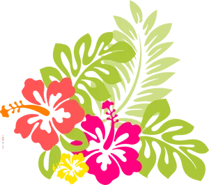 Hawaiian_ Floral_ Arrangement_ Vector PNG Image