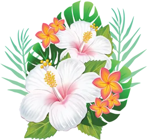 Hawaiian_ Hibiscus_and_ Plumeria_ Floral_ Arrangement PNG Image