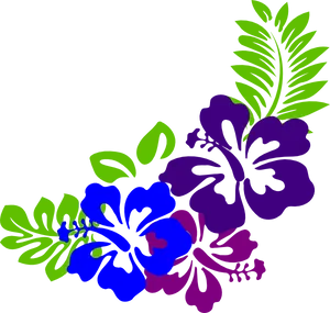 Hawaiian Hibiscus Floral Design PNG Image