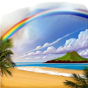 Hawaiian Islands Rainbow Over Beach Png Ppn57 PNG Image