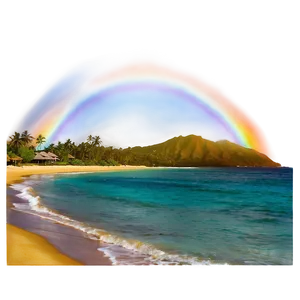 Hawaiian Islands Rainbow Over Beach Png Vxv44 PNG Image