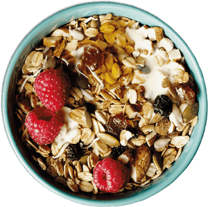Healthy Muesli Bowlwith Raspberries PNG