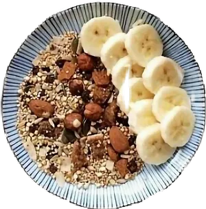 Healthy Oatmealwith Bananasand Nuts PNG Image