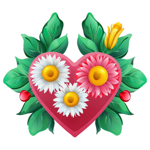 Heart and Flowers Illustration PNG 53 PNG