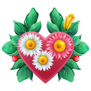 Heart And Flowers Illustration Png 53 PNG Image