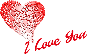 Heart Collage I Love You Graphic PNG with transparent background