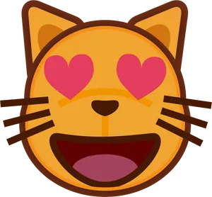 Heart Eyes Cat Emoji PNG Image