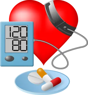 Heart Health Blood Pressure Monitorand Medication PNG Image