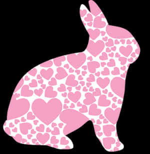 Heart Patterned Bunny Silhouette PNG image with transparent background