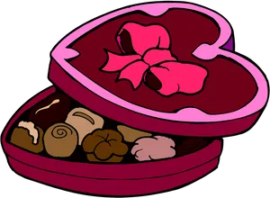 Heart Shaped Chocolate Box Illustration PNG Image