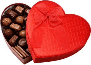 Heart Shaped Chocolate Box Valentines PNG image with transparent background